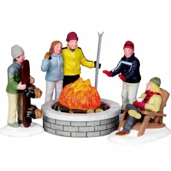 Personnages Lemax Brasero Lumineux avec les amis