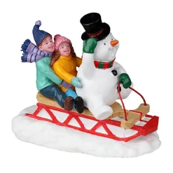 Personnages Lemax Luge avec Frosty le bonhomme de neige