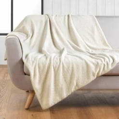 Plaid bouclette (150 cm) Wooly Ecru