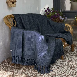 Plaid canapé matière recyclée (180 x 220 cm) Gabin Bleu nuit