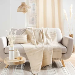 Plaid coton (125 x 150 cm) Doreline Ecru
