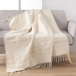 Plaid coton (125 x 150 cm) Doreline Ecru