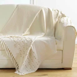 Plaid coton (120 x 150 cm) Golden Sunset Ecru