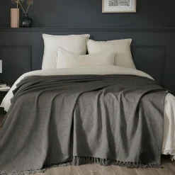 Plaid coton (130 x 160 cm) Sixtine Gris ardoise