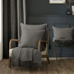 Plaid coton (130 x 160 cm) Sixtine Gris ardoise