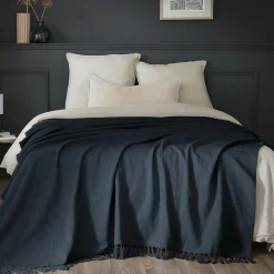 Plaid coton (180 x 220 cm) Sixtine Bleu nuit