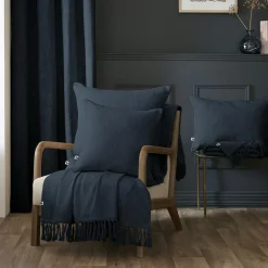 Plaid coton (180 x 220 cm) Sixtine Bleu nuit