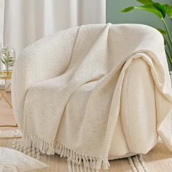 Plaid coton doux (125 x 150 cm) Ziggy Ecru