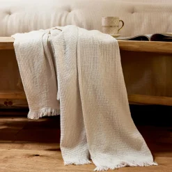 Plaid coton nid d'abeille (130 x 160 cm) Eva Beige