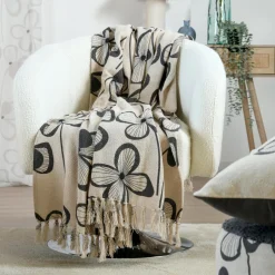 Plaid coton recyclé (125 x 150 cm) Tilda Ecru