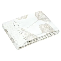 Plaid coton recyclé doux (125 x 150 cm) Oriana Ecru