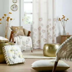 Plaid coton recyclé doux (125 x 150 cm) Oriana Ecru