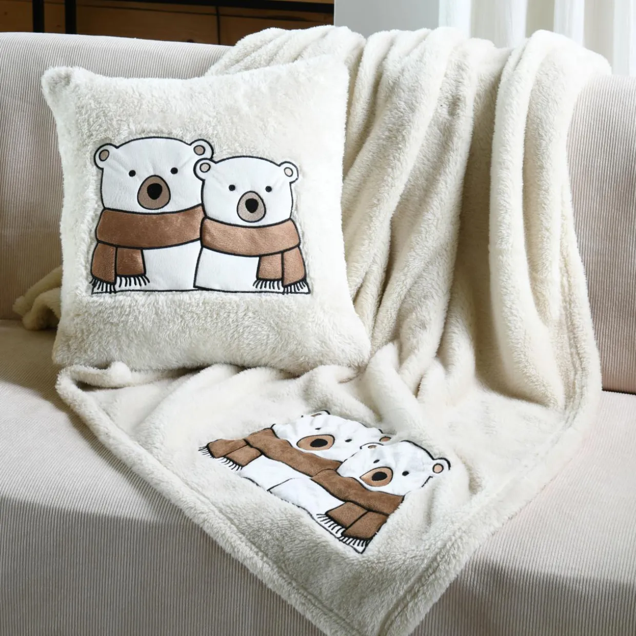 Plaid de Noël (150 cm) Douillet Ecru