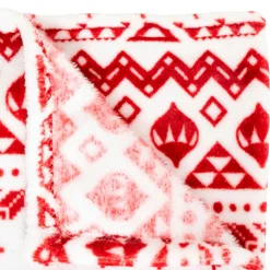 Plaid de Noël (180 x 130 cm) Flocons de neige Rouge et blanc