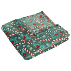 Plaid de Noël (130 x 180 cm) Houx et sucre d'orge