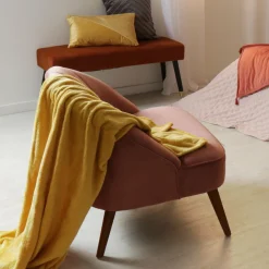 Plaid doux (180 cm) Tendresse flanel Jaune ocre