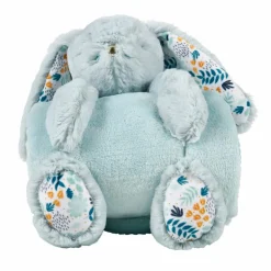 Plaid doux enfant (90 x 75 cm) et peluche Lapino Bleu