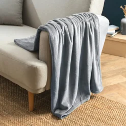 Plaid doux flanelle (130 x 180 cm) Didou Gris clair