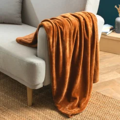 Plaid doux flanelle (125 x 150 cm) Didou Cuivre