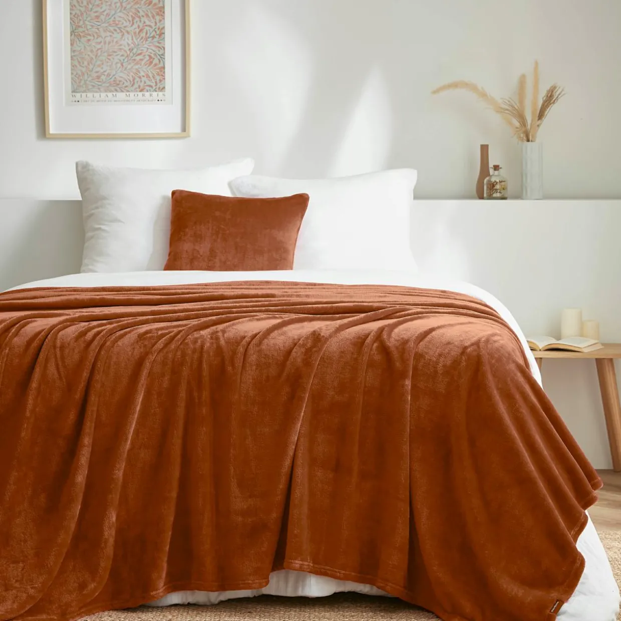 Plaid doux flanelle (180 x 230 cm) Didou Cuivre