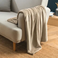 Plaid doux flanelle (125 x 150 cm) Didou Marron glacé