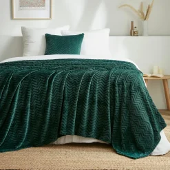 Plaid doux flanelle (220 x 240 cm) Zag Vert