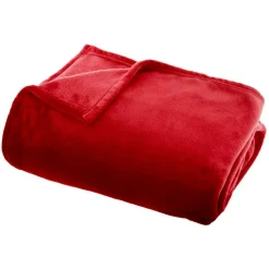 Plaid doux flanelle (220 x 240 cm) Didou Rouge