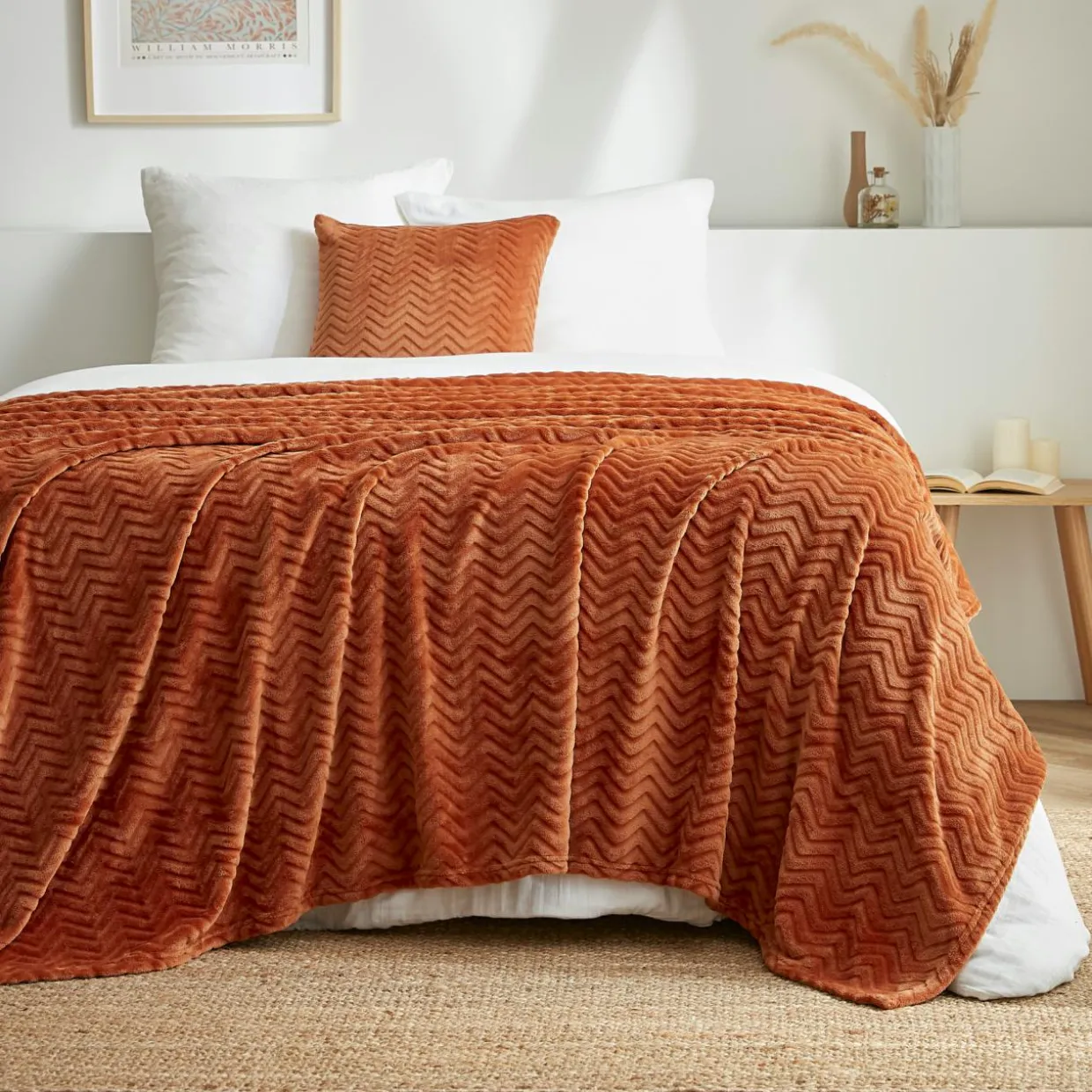 Plaid doux flanelle (180 x 230 cm) Zag Cuivre