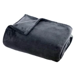 Plaid doux flanelle (130 x 180 cm) Didou Gris anthracite