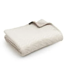 Plaid doux flanelle (125 x 150 cm) Zag Ecru