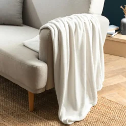 Plaid doux flanelle (125 x 150 cm) Didou Ivoire