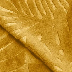 Plaid doux flanelle (130 x 180 cm) Flore Jaune moutarde