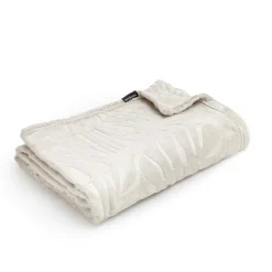 Plaid doux flanelle (125 x 150 cm) Flore Ecru