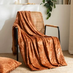 Plaid doux flanelle (125 x 150 cm) Flore Cuivre