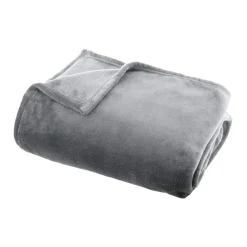 Plaid doux flanelle (220 x 240 cm) Didou Gris clair