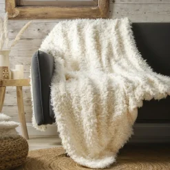 Plaid fausse fourrure (130 x 160 cm) Caline Blanc cassé