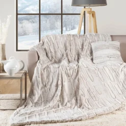 Plaid fausse fourrure (180 x 220 cm) Lynx Beige