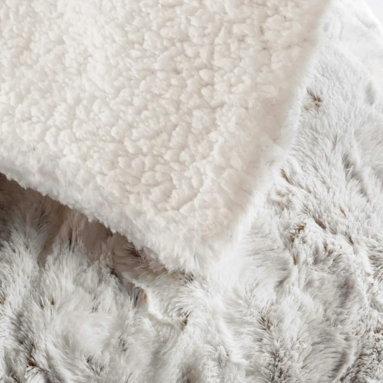 Plaid fausse fourrure (220 x 240 cm) Alaska Ecru