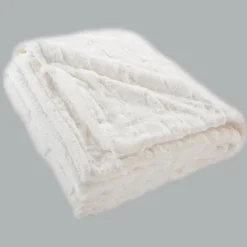 Plaid fausse fourrure (125 x 150 cm) Foxy Ecru