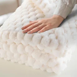 Plaid fausse fourrure (220 x 240 cm) Frosty Ecru