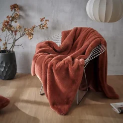 Plaid fausse fourrure (140 x 200 cm) Finn Terracotta