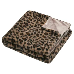 Plaid fausse fourrure léopard (130 x 160 cm) Fauves Camel