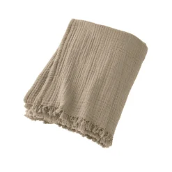 Plaid gaze de coton (180 x 220 cm) Gaïa Ficelle