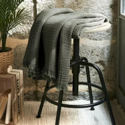 Plaid gaze de coton (130 x 160 cm) Gaïa Vert romarin