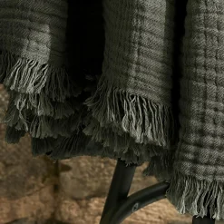 Plaid gaze de coton (130 x 160 cm) Gaïa Vert romarin