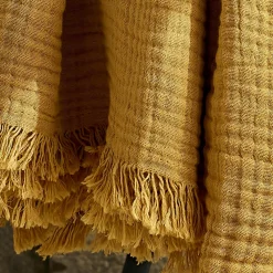 Plaid gaze de coton (130 x 160 cm) Gaïa Jaune safran