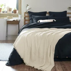 Plaid gaze de coton (180 x 220 cm) Gaïa Beige pampa