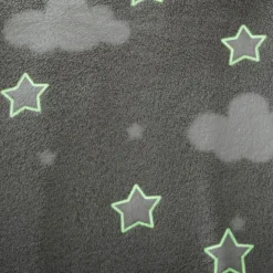 Plaid polaire phosphorescent enfant (125 x 150 cm) Voie lactée Gris clair