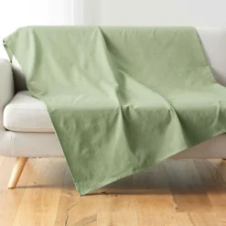 Plaid polycoton (220 x 240 cm) Lucile Vert sauge