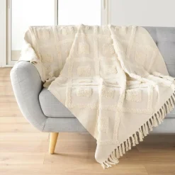 Plaid polycoton tufté (125 x 150 cm) Inca Beige